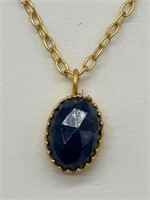Sterling & Gold Blue Star Sapphire Fancy Necklace