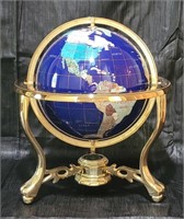 Unique Art Gemstone Table Top Globe