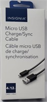INSIGNIA MICRO USB SYNC. CABLE 4 FEET BLACK