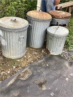Four metal trash cans
Galvanized