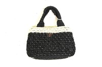 Prada Ivory/Black Canapa Tote Bag