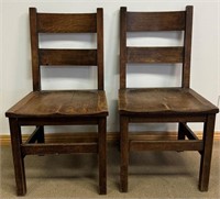 NICE 1910 MISSION OAK CHAIRS W SADDLE SEAT