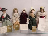 FIVE FRANKLIN HEIRLOOM DOLLS :