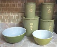 Green Pyrex and Tupperware