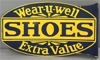 Wear-U-Well Shoes Flange Sign Porcelain