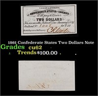 1861 Confederate States Two Dollars Note Grades Se