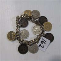 FOREIGN COIN CHARM BRACELET