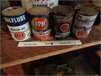 4 Vintage Tin Oil Cans