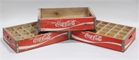 COCA-COLA RED WOODEN CARRIER TRAYS (3)