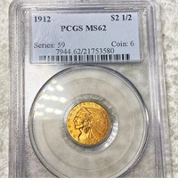 1912 $2.50 Gold Quarter Eagle PCGS - MS62