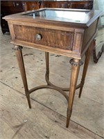 WALNUT MARBLE TOP 1 DRAWER STAND
