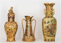 Three Satsuma Hand Decorated Vases
