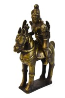 Antique Bronze Deity Figure on Horse Sculpture