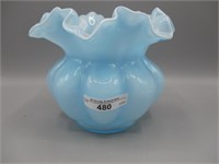 Fenton  5 x 5" melon rib blue vase
