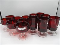 Set of 13 red stemware