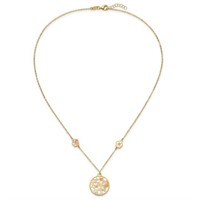 14 Kt  Pink and White MOP Floral Necklace
