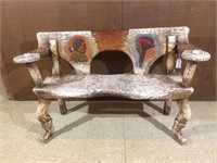 Hand carved western theme bench. Very Nice