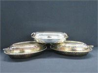 3 PC SILVER PLATE COVERED SERVING DISHES