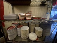 CONTENTS OF 2 SHELVES - *MELAMINE DISHES ONLY