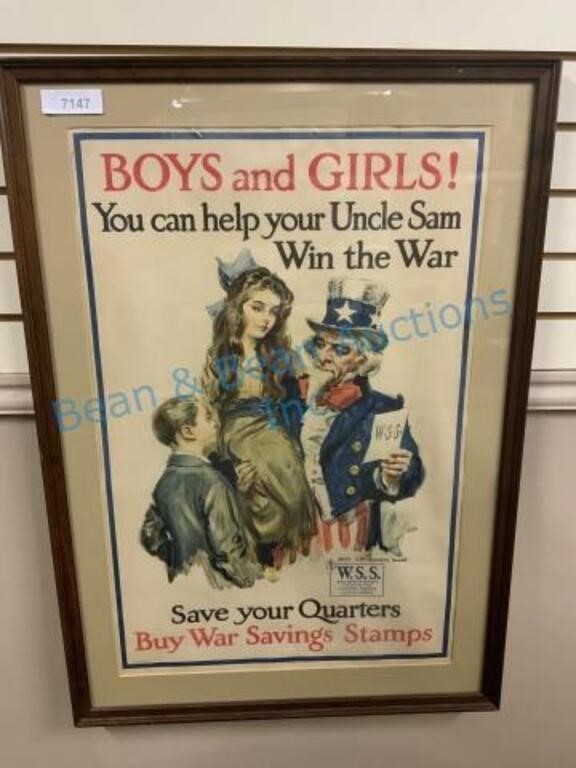 Uncle Sam war savings stamps poster