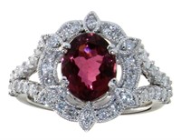 14kt Gold 2.32 ct Pink Tourmaline & Diamond Ring