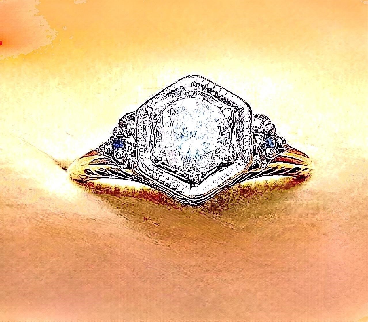 Antique .89 carat  Diamond Engagement Ring Sz 7.5