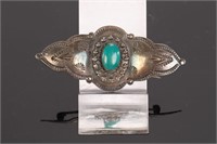 NATIVE AMERICAN STERLING & TURQUOISE BROOCH