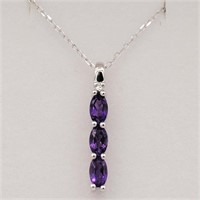 STERLING SILVER AMETHYST PENDANT WITH CHAIN