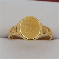 LADIES STERLING SILVER GOLD PLATED SIGNET RING