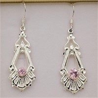 PR VINTAGE STERLING SILVER 'PINK ICE' EARRINGS