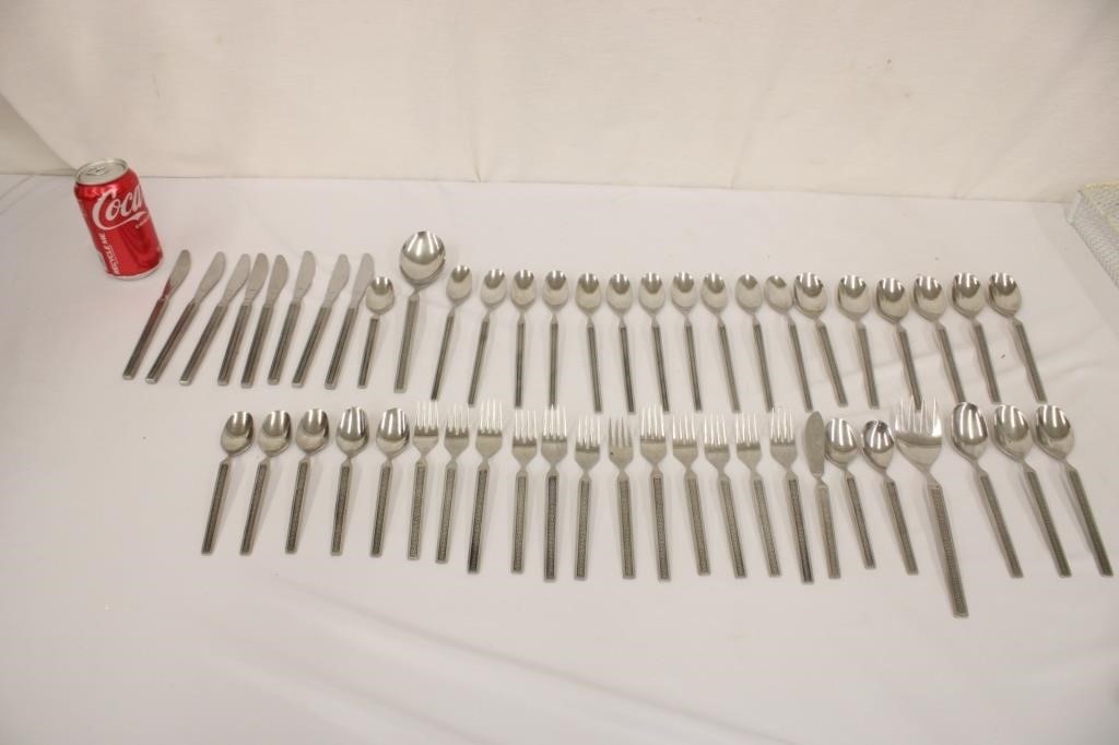 50pc Noritake Eras Greek Design Stainless Flatware