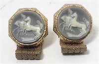 Cufflinks Mesh Wrap Gold Tone Masterpiece Horses