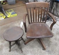 Antique wood office chair and claw foot piano