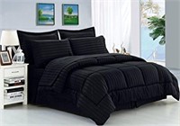 8PC LUXURY DOBBY STRIPE COMFORTER SET KING/CAL