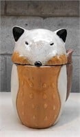 Fox ceramic canister 9.5"