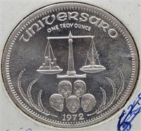 1972 World Trade One Troy oz Silver Round