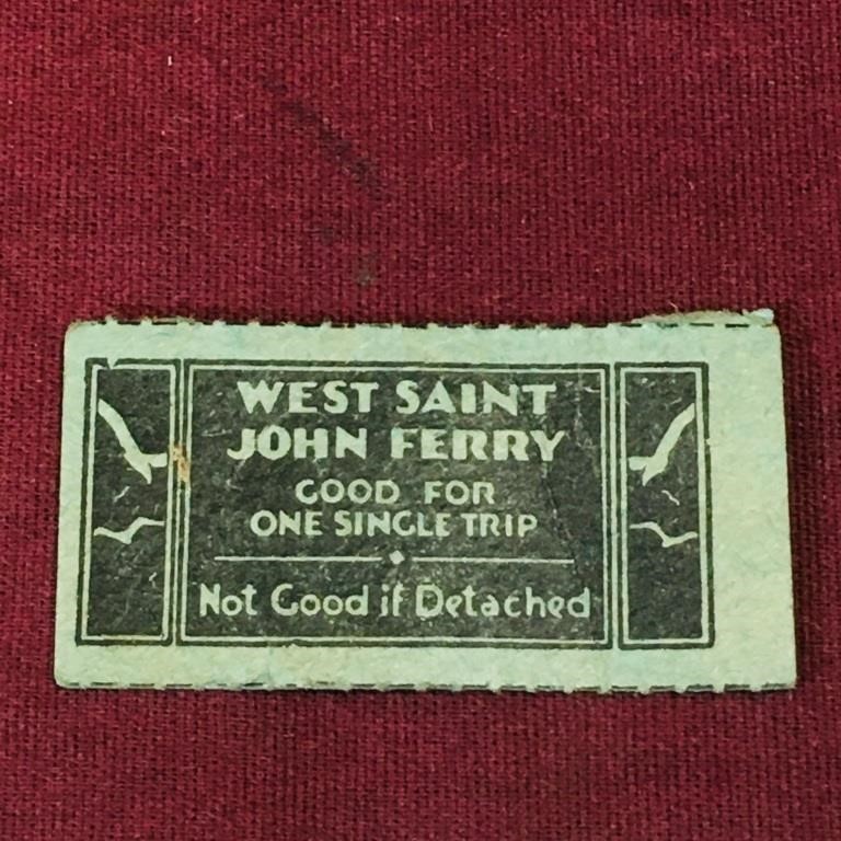 West Saint John Ferry Fare Ticket (Vintage)