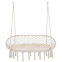 White Outdoor Hanging Double Hammock Swing Chair w