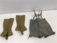 WWII Canvas Legging, Leather Lederhosen