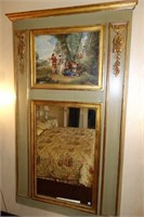 LOUIS XVI STYLE TRUMEAU MIRROR W/PAINTING FROM