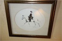 HORSE AND RIDER PRINT BY H. E. CHURCHILL - 1976