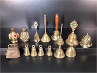 Vintage MCM Brass Bell Collection Lot of 15