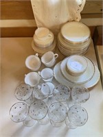 Set of FireKing Dishes & 8 Stems