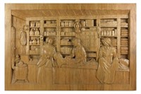 MARCEL GUDY Carved Wooden Relief Panel