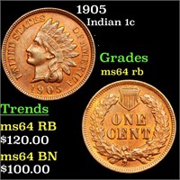 1905 Indian 1c Grades Choice Unc RB