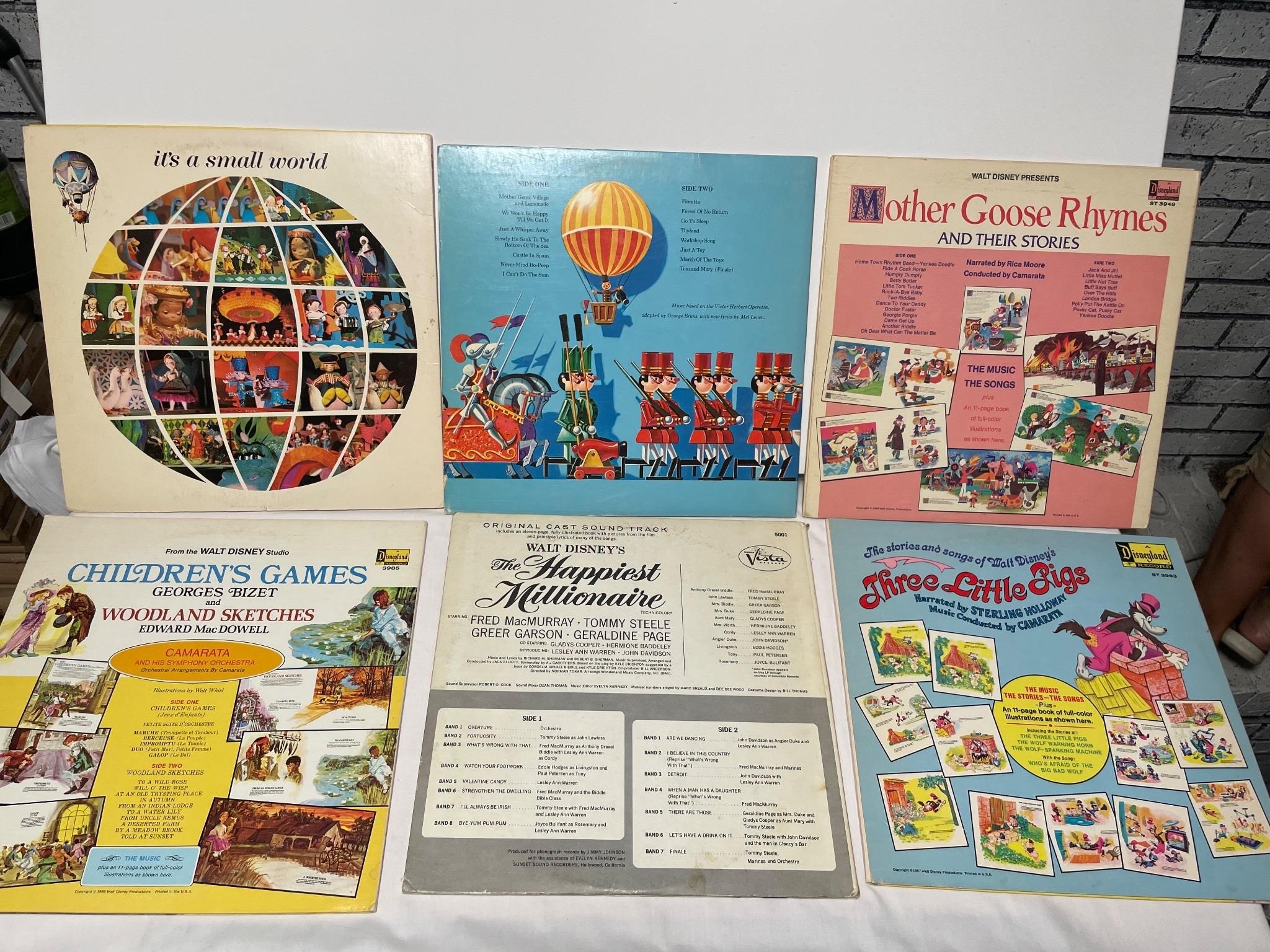 6 Vintage Disney Record Books