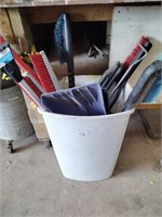 Pail of Snow Scrappers etc.