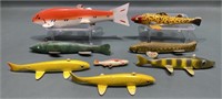 LARGE LOT OF VARIOUS VINTAGE FISH DECOYS