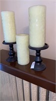 Battery candles (8 in) and pedestal stands (6 in)