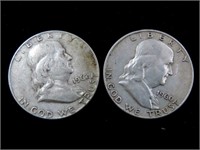 1960-D AND 1962-D FRANKLIN HALF DOLLARS